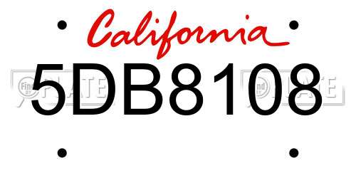 5DB8108 California License Plate