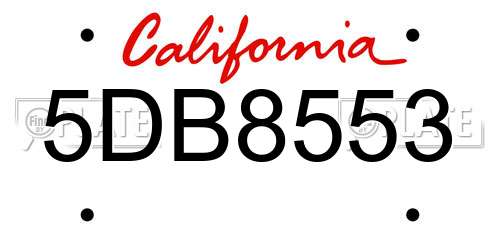 5DB8553 California License Plate