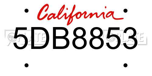 5DB8853 California License Plate