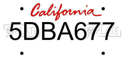 5DBA677 California License Plate