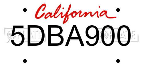 5DBA900 California License Plate