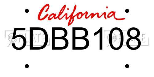 5DBB108 California License Plate