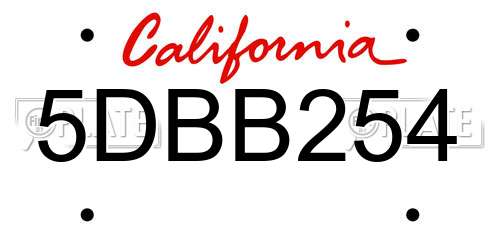 5DBB254 California License Plate
