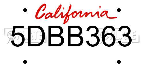 5DBB363 California License Plate