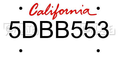 5DBB553 California License Plate