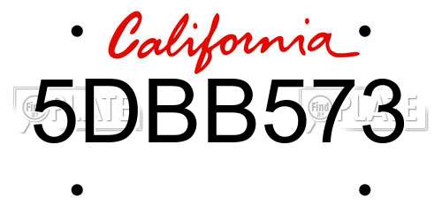 5DBB573 California License Plate