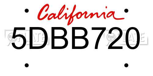 5DBB720 California License Plate