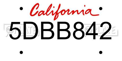 5DBB842 California License Plate