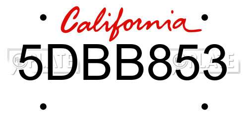 5DBB853 California License Plate
