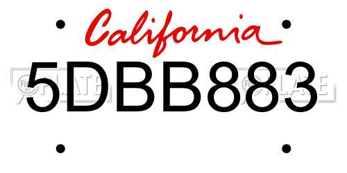 5DBB883 California License Plate