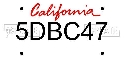 5DBC47 California License Plate