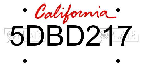 5DBD217 California License Plate