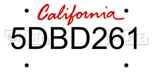 5DBD261 California License Plate