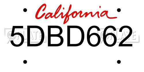 5DBD662 California License Plate