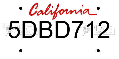 5DBD712 California License Plate