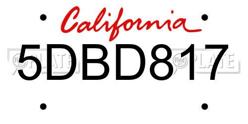 5DBD817 California License Plate