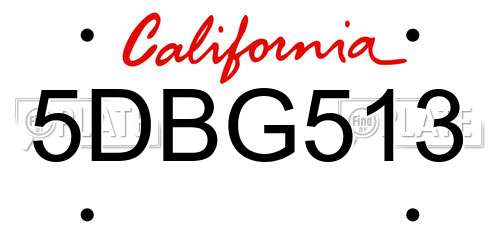 5DBG513 California License Plate