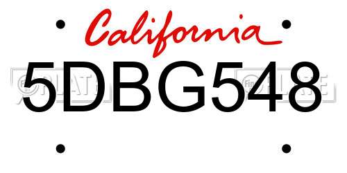 5DBG548 California License Plate