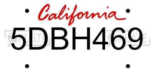 5DBH469 California License Plate