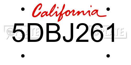 5DBJ261 California License Plate