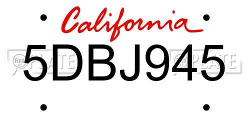 5DBJ945 California License Plate