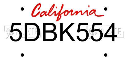 5DBK554 California License Plate
