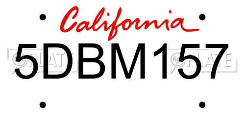 5DBM157 California License Plate