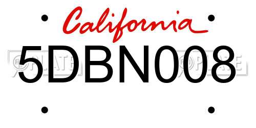 5DBN008 California License Plate