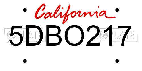 5DBO217 California License Plate