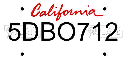5DBO712 California License Plate