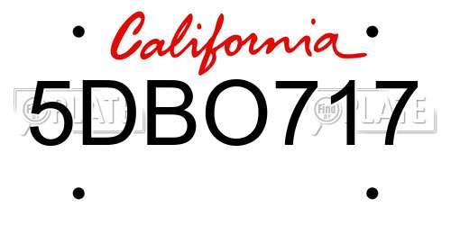 5DBO717 California License Plate