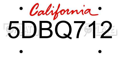 5DBQ712 California License Plate