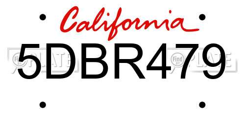 5DBR479 California License Plate