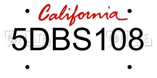 5DBS108 California License Plate