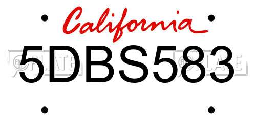 5DBS583 California License Plate