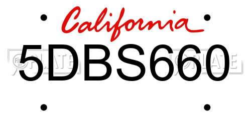 5DBS660 California License Plate