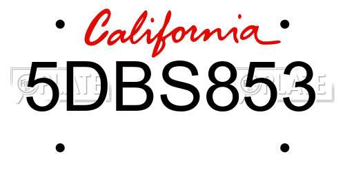5DBS853 California License Plate