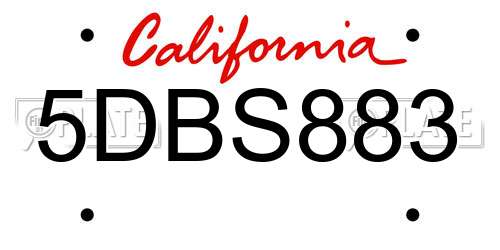 5DBS883 California License Plate