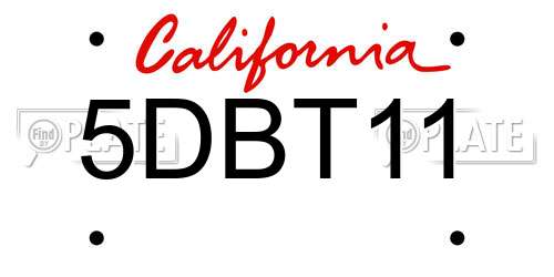 5DBT11 California License Plate