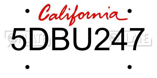 5DBU247 California License Plate