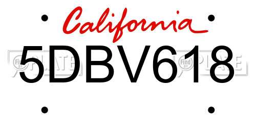 5DBV618 California License Plate