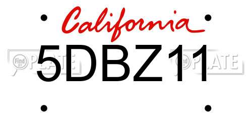 5DBZ11 California License Plate