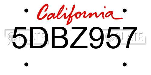 5DBZ957 California License Plate