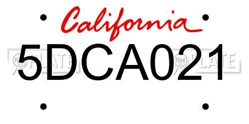 5DCA021 California License Plate