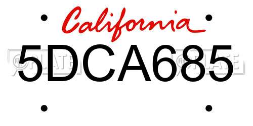 5DCA685 California License Plate