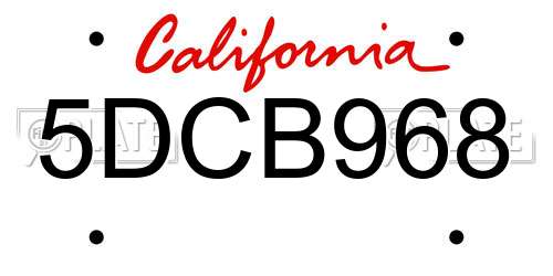 5DCB968 California License Plate