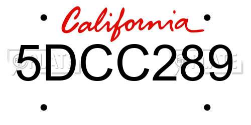 5DCC289 California License Plate