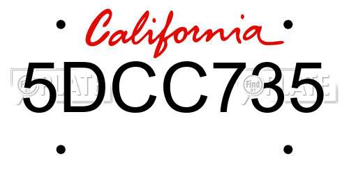 5DCC735 California License Plate