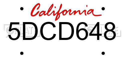 5DCD648 California License Plate
