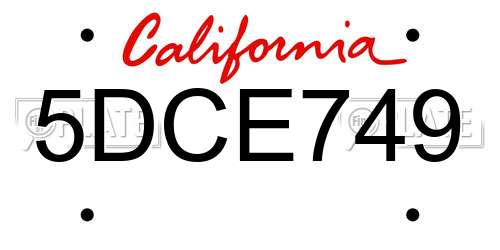 5DCE749 California License Plate